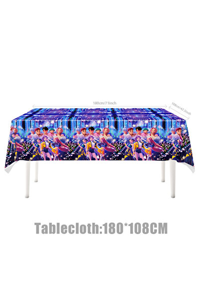 Miniso Style B Kpop Hunters Party Supplies Pink Tablecloth Blue Table Covers Kpop Anime Theme Party Tablecl