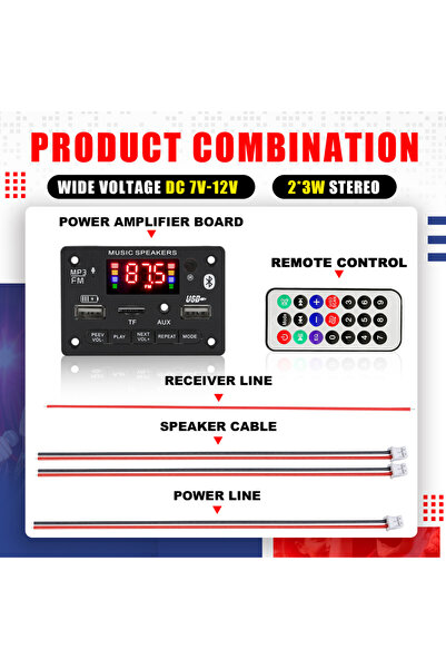 Choice 6W 5V-24V 80W Amplifier MP3 Decoder Board Bluetooth 5.0 Wireless Audio Module Big Color Screen Call