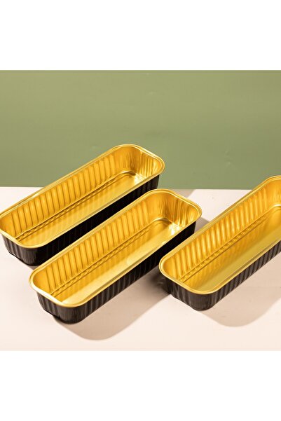 Choice مجموعة من 30 قالب خبز صغير أسود مع أغطية (6.8 أونصة) وصندوق خبز مستطيل من رقائق الألومنيوم