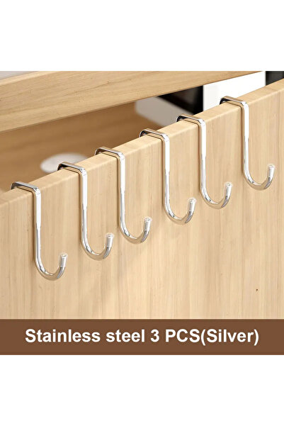 Choice 201-أبيض 3 قطع 201 خطاف من الفولاذ المقاوم للصدأ بدون ثقب خطاف مزدوج ع...