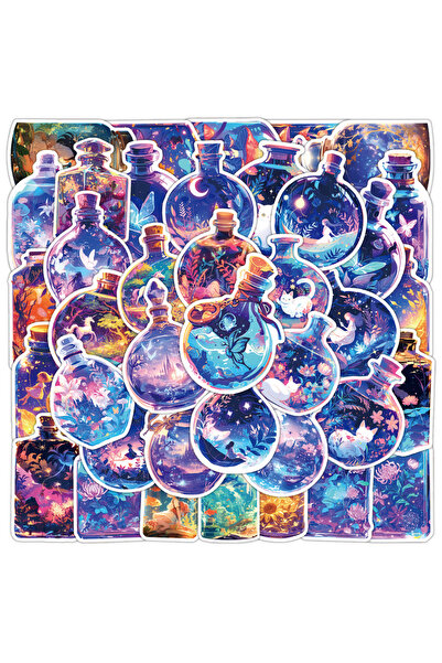 Choice 50 قطعة من ملصقات جرافيتي "العالم في زجاجة" لزجاجة ماء وهاتف محمول ودر...