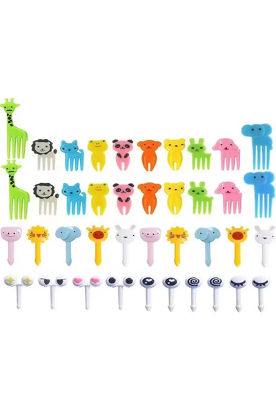 Choice 40pcs Random Color 40 pcs Animal Fruit Food Picks, Bento Box Picks, Mini Cartoon Animal Food Toothpi