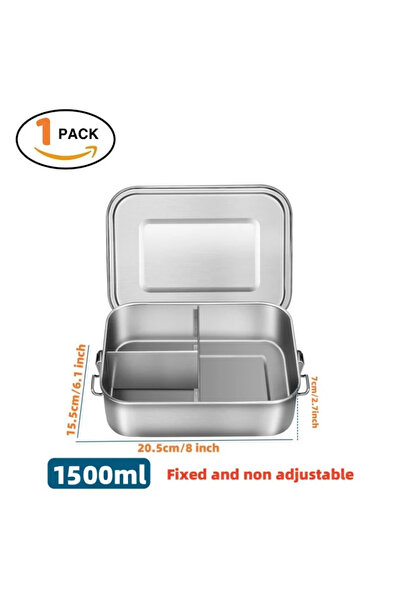 Choice صندوق غداء من الفولاذ المقاوم للصدأ بثلاث شبكات سعة 1500 مل للأطفال والكبار، صندوق بينتو محمول مقاوم للتسرب، مناسب للسفر