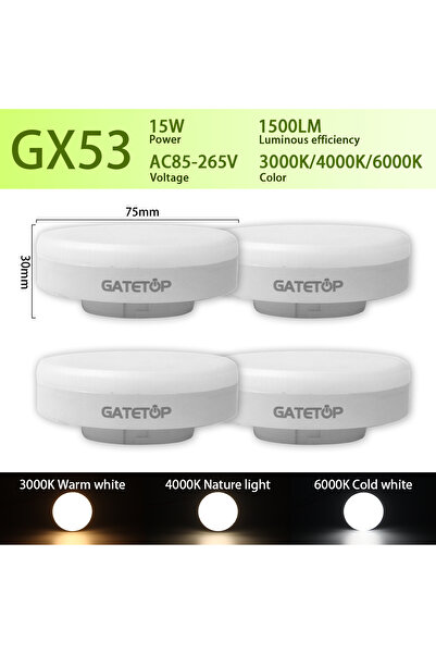 Choice 4 قطع من مصابيح LED سبوت GX53 بقدرة 15 وات و12 و9 وات و15 وات و12 وات و9 وات، تيار متردد 85-265 فولت، 100 لومن/واط، مصدر إضاءة قوي