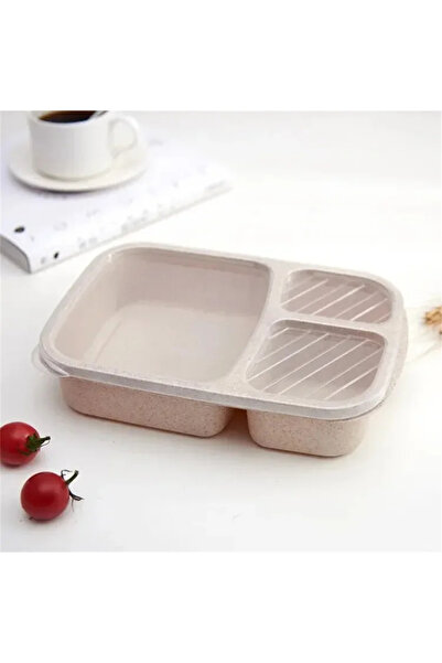 Choice 1 Beige 1/4pack Bento Lunch Box Set 3 Compartment Food Storage Contain...