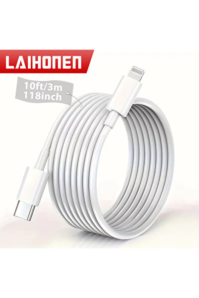 Choice 2 متر 1 قطعة Wite LAIHONEN كابل USB C إلى Lightning 1 حزمة كابل USB C ...