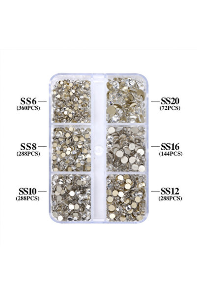 Choice6 1440Pcs 6 Grids Crystal Gold bottom 6 grids/box non thermal fixed gla...