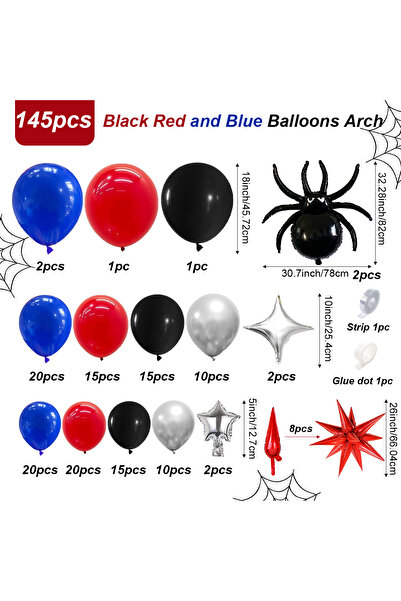 Choice مجموعة بالونات أخرى مكونة من 145 قطعة من بالونات العنكبوت الأسود المتف...