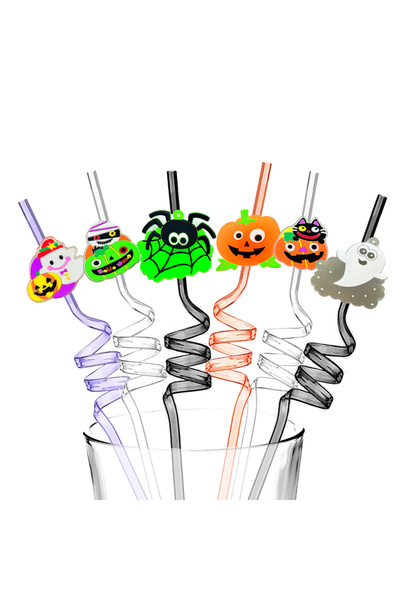 Choice 6Halloween Series 2 6PCS Halloween Party Favors Bats Ghost Cats Pumpkin Witch Spider Pattern Drinkin