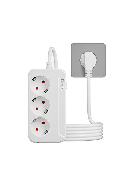 Choice قابس الاتحاد الأوروبي أبيض 1.8 متر 1.8 متر قابس الاتحاد الأوروبي منافذ التيار المتردد مقبس متعدد الصنابير سلك تمديد شريط الطاقة الكهربائية مع