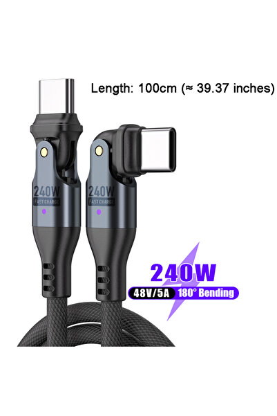 Choice كابل بيانات للهاتف المحمول أسود بطول 1 متر من النوع C إلى النوع C بقوة...