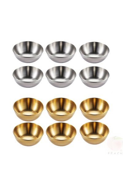 Choice 8X8X3CM gold-4pcs 2/4/6pcs Stainless Steel Small Sauce Dishes Seasoning Serving Tray Spice Plates Se