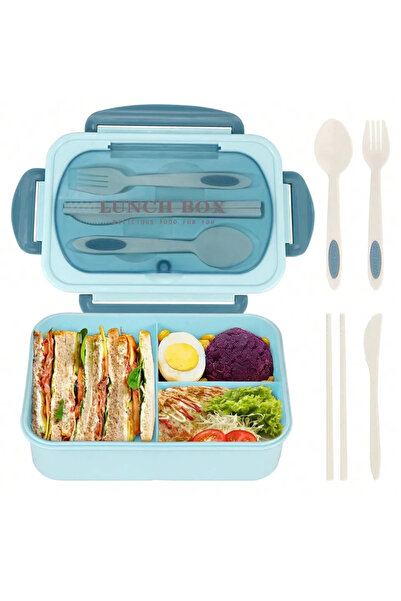 Choice 1200ml 4 Blue Bento Box Adult Lunch Box, Containers For Adults Men Wom...