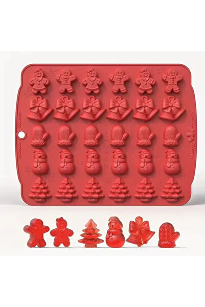 Choice قالب شوكولاتة سيليكون أحمر لعيد الميلاد على شكل رجل خبز الزنجبيل وشجرة...