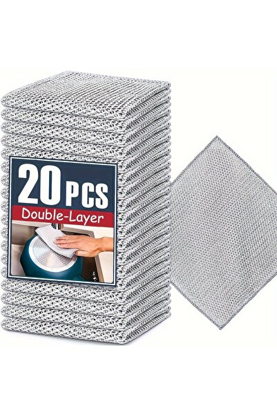 choice2 10 قطع 20-5 قطع قماش تنظيف سلك فولاذي سميك غير قابل للخدش من طبقتين م...