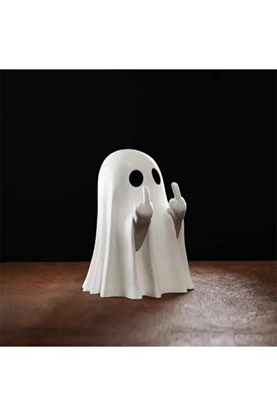 Choice تمثال شبح أبيض من الراتينج على شكل إصبع وسطى، ديكور مخيف لعيد الهالوين، مناسب لرفوف المدفأة، وطاولة القهوة