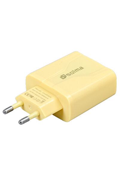 Choice شاحن حائطي أصفر بثلاثة منافذ USB، محول طاقة متعدد المنافذ USB لأجهزة i...