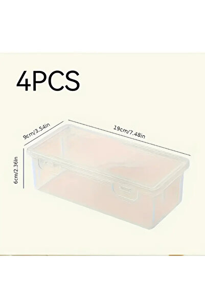 Choice 4pcsQBH 4 large transparent PP storage boxes with lids, used for storing office supplies, pencils, a