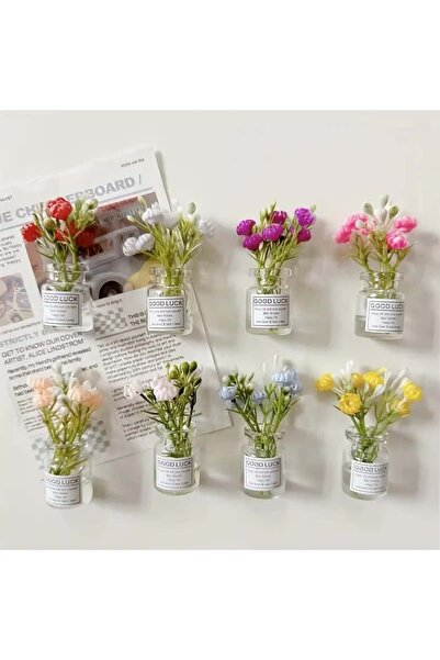 Choice FZHD-8PCS 8 قطع مغناطيس مزهرية صغيرة لطيفة مغناطيس ثلاجة صغير ثلاثي ال...