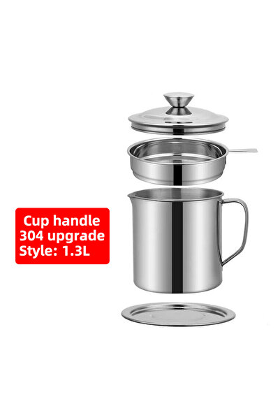 Choice وعاء تخزين ومصفاة زيت من الفولاذ المقاوم للصدأ سعة 1.3 لتر مع فلتر زيت...