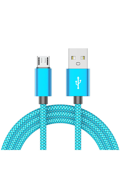 Choice كابل USB صغير 2A أزرق بطول 1 متر، كابل شحن سريع لمزامنة البيانات من ال...