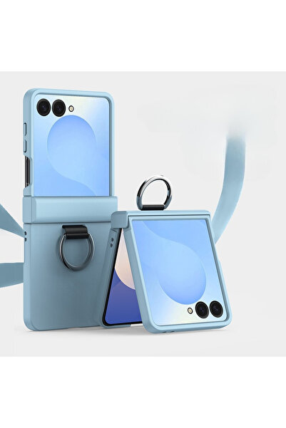 Choice جراب هاتف Galaxy Z Flip7 بلون أزرق سماوي، مصنوع من مادة صلبة، متوافق م...