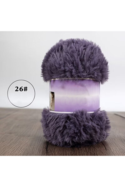 Choice 26 خيطًا من الفرو الصناعي الرمادي البنفسجي بوزن 200 غرام، مثالي لحياكة...