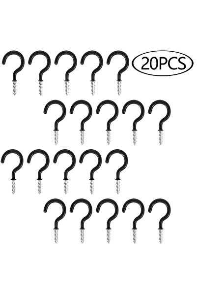 Choice أسود - 20 قطعة 10/20 قطعة خطاف لولبي خطاف سقف متعدد الوظائف شديد التحم...