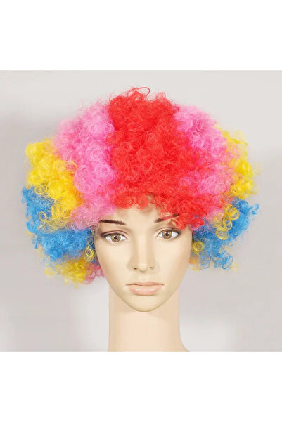 Choice باروكة شعر مستعار دائرية مجعدة بألوان متنوعة، غطاء رأس مهرج، زي تنكري للأطفال والبالغين، قبعة متفجرة، مناسبة ليوم الأطفال