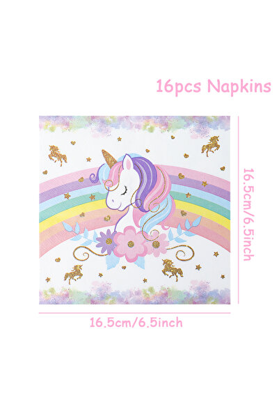 Choice6 16pcs napkins Rainbow Unicorn Disposable Napkin Tableware Paper Cup H...