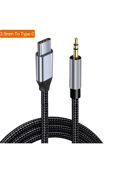 Choice كابل صوت USB Type C إلى 3.5 مم AUX أسود بطول 1 متر، محول مقبس سماعة رأس ومكبر صوت للسيارة لأجهزة Samsung