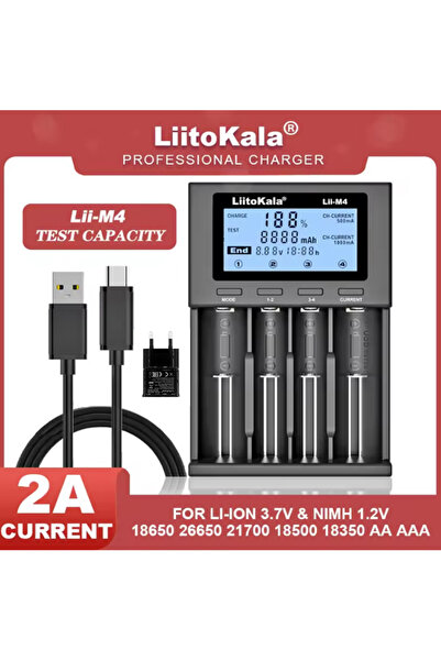 Choice1 شاحن بطارية LiitoKala Lii-M4 و 5V 2A LiitoKala Lii-M4 18650 بشاشة LCD...