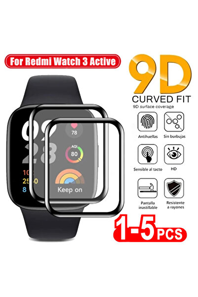 Choice Redmi Watch 3 Active 5 قطع 1-5 قطع 9D فيلم زجاجي ناعم منحني لـ Redmi W...