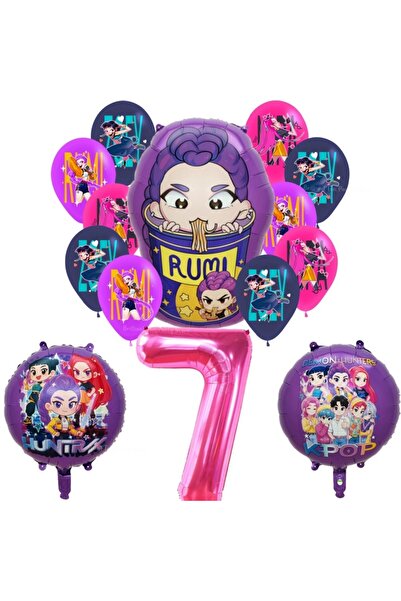 Disney As picture Other Balloon Set -7-14pcs 14pcs Demon Hunters Balloons Set Music Girl Number Aluminum Fo