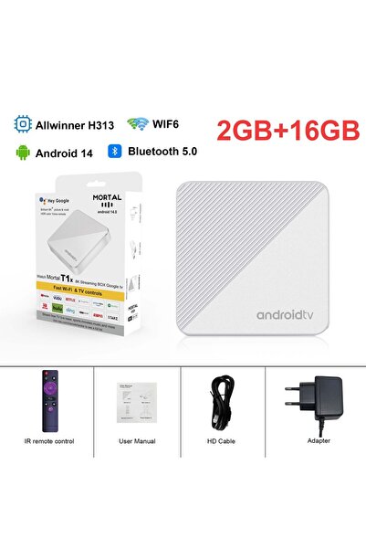 Choice EU Plug T1X 2GB16G IR Mortal TV Box Android14 T1X Voice Netflix Chromecast Wifi 6 BT5.0 4K HDR10 You