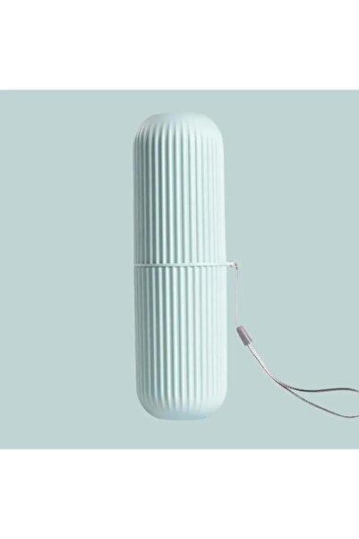 Choice صندوق تخزين فرشاة الأسنان للسفر باللون الأخضر، مخطط عمودي، كوب غسول الفم المحمول، كوب تنظيف الأسنان