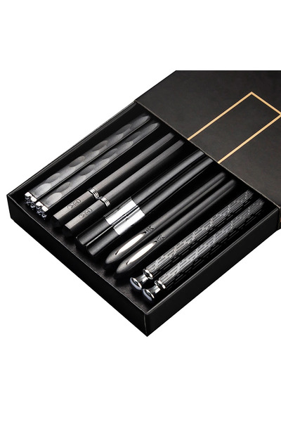 Choice C 5 Pairs Japanese Chopsticks Sushi Sticks Korean Chopsticks Reusable Alloy Chop Sticks Kitchen Tab.