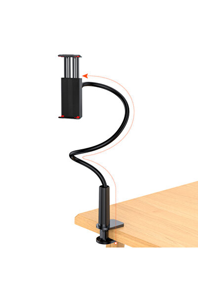 Choice1 حامل كسول أسود عالمي للهواتف المحمولة والتابلت والآيباد، مشبك على الم...