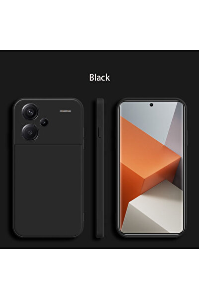 Choice جراب هاتف أسود مربع من السيليكون السائل لهاتف Redmi Note 13 Pro Plus 5...