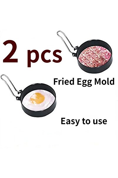 Choice black 2pcs 2pcs Stainless Steel Egg Ring Non-Stick Egg Ring, McMuffin, Sandwiches, Frying Or Shaping