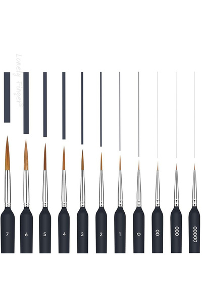 Choice 11Pcs Black Round 11Pcs Black Detail Paint Brushes, Fine Tip Pain Brush Set, Miniature Model Paintin