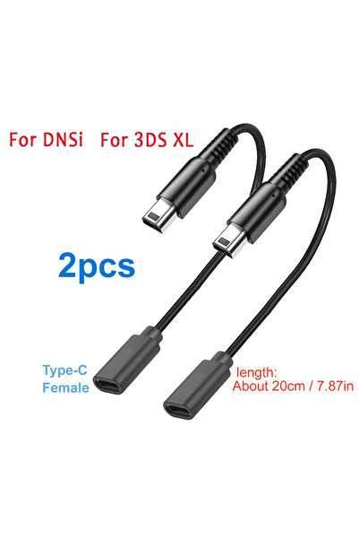 Choice قطعتان - محول كابل شحن USB Type-C بطول 20 سم لجهاز 3DS XL/3DS LL/New 3...