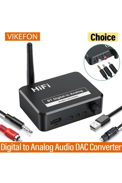 Vikefon Bluetooth 5.0 Receiver Digital to Analog Audio DAC Converter Adapter Digital SPDIF Optical Toslin...