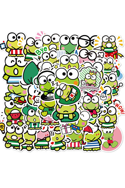 SANRIO MULTICOLOR 50Pcs Cute Keroppi Stickers Green Frog Decals DIY For Laptop Water Bottle Luggage Noteboo