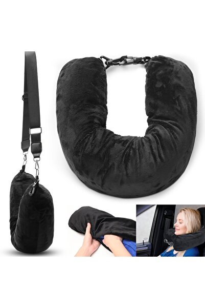 Choice black 1pc Travel U-Shaped Pillow Can Be Filled with Clothes And Daily Necessities, Making It Conveni