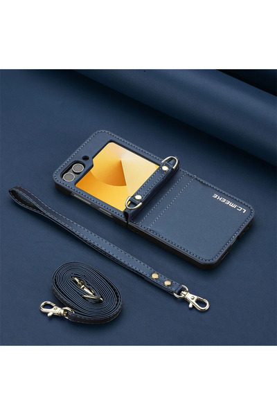 Choice Galaxy Z Flip7 Blue Wallet Crossbody Phone Case For Z Flip 7 FE 6 5 4 ...