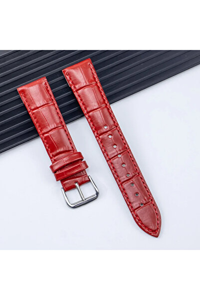 CAOWTAN 18mm Red Genuine Leather Watchbands 12/14/16/18/20/22/24 mm Watch Ban...