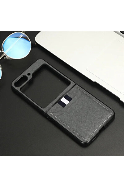 Choice جراب هاتف من الجلد الرمادي لهاتف Galaxy Z Flip 7، متوافق مع Z Flip 7 و...