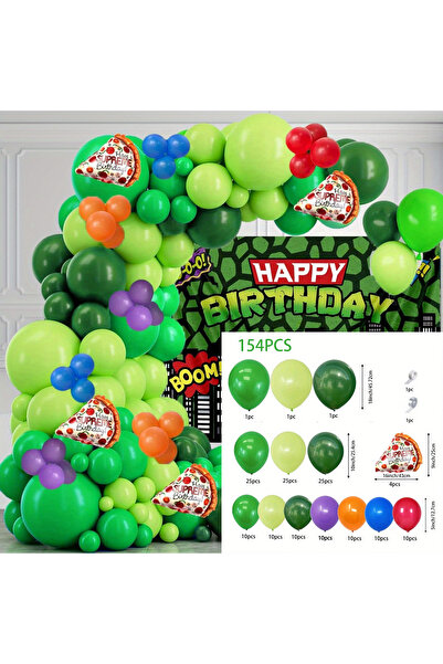 Choice مجموعة بالونات سلحفاة خارقة متعددة الاستخدامات، 154 قطعة، حفلة سلحفاة،...