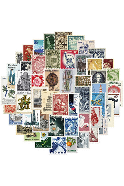 Choice 64 قطعة من ملصقات ختم البريد العتيقة المصنوعة من مادة البولي فينيل كلو...